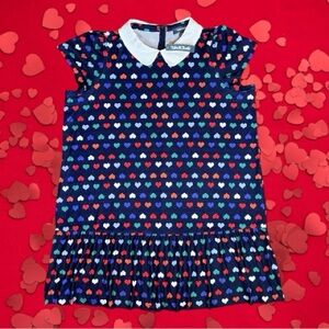 ModCloth NWT Navy Rainbow Heart Print Peter Pan Collar Drop Waist Mini Dress 2X